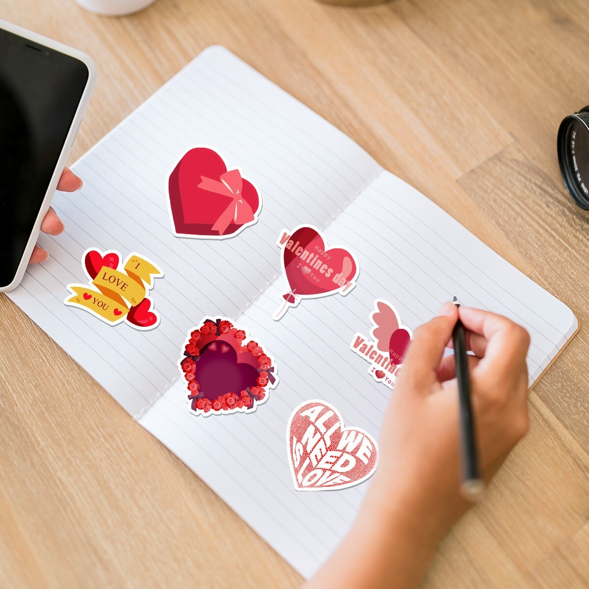 50Pcs Stickers Valentine's Day Heart Love Laptop Phone Luggage Car Fridge Vinyl