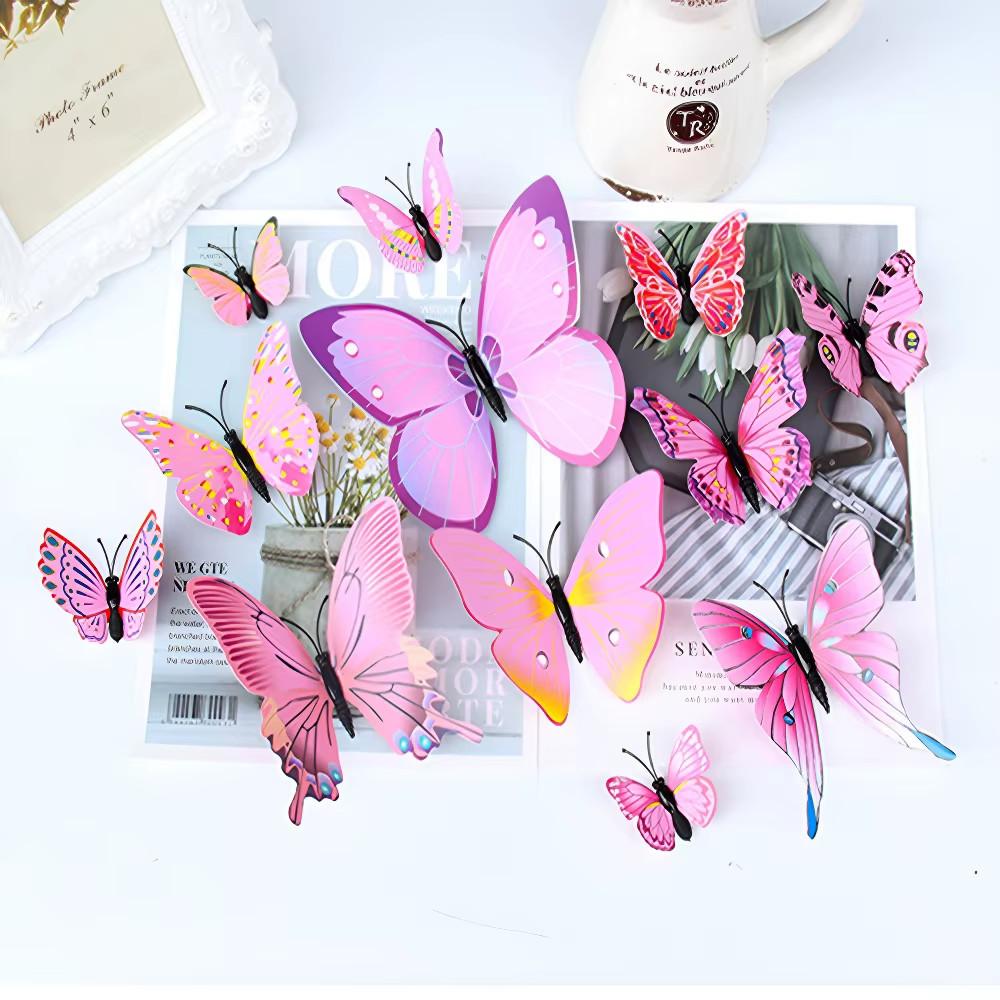 12Pcs 3D Butterfly Wall Stickers Diy Stationery Sticker Handmade Craft Supplies