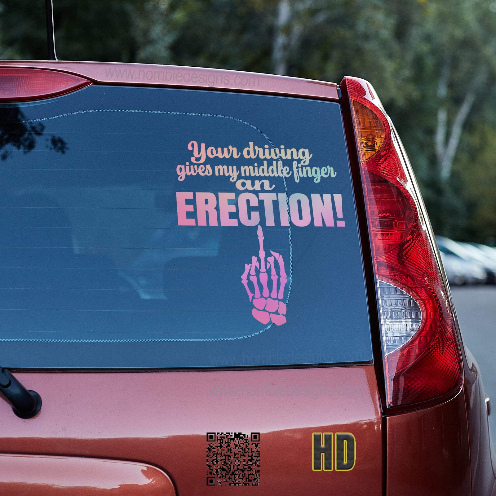 Your driving gives my middle finger an erection 3 Vinyl decal