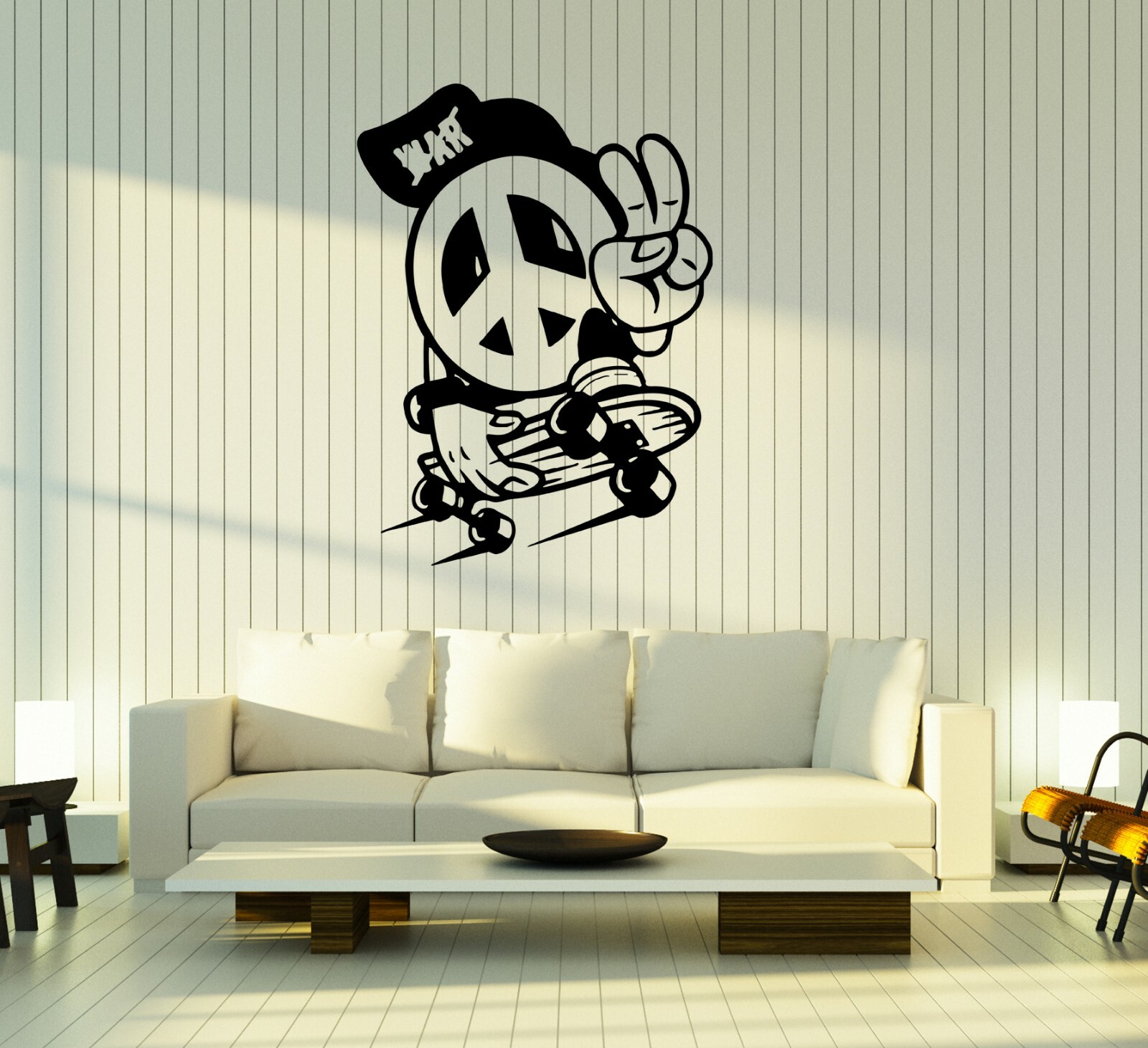 Wall Decal Skateboard Peace Sign Sport Skate Youth Vinyl Sticker (ed1631)