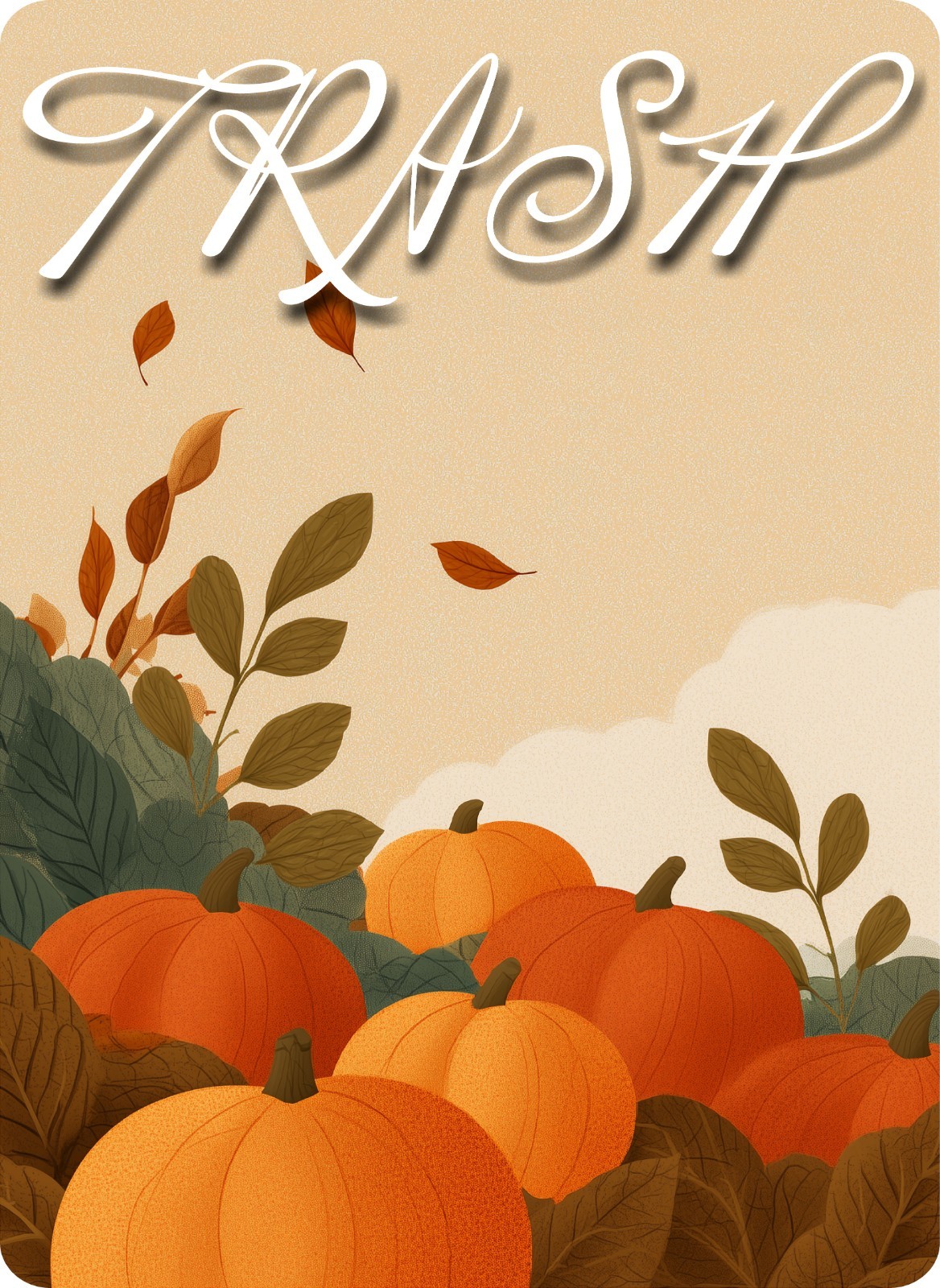 Fall Pumpkins Trash Can Fabric Decal Protective Wall Guard Sticker Kitchen