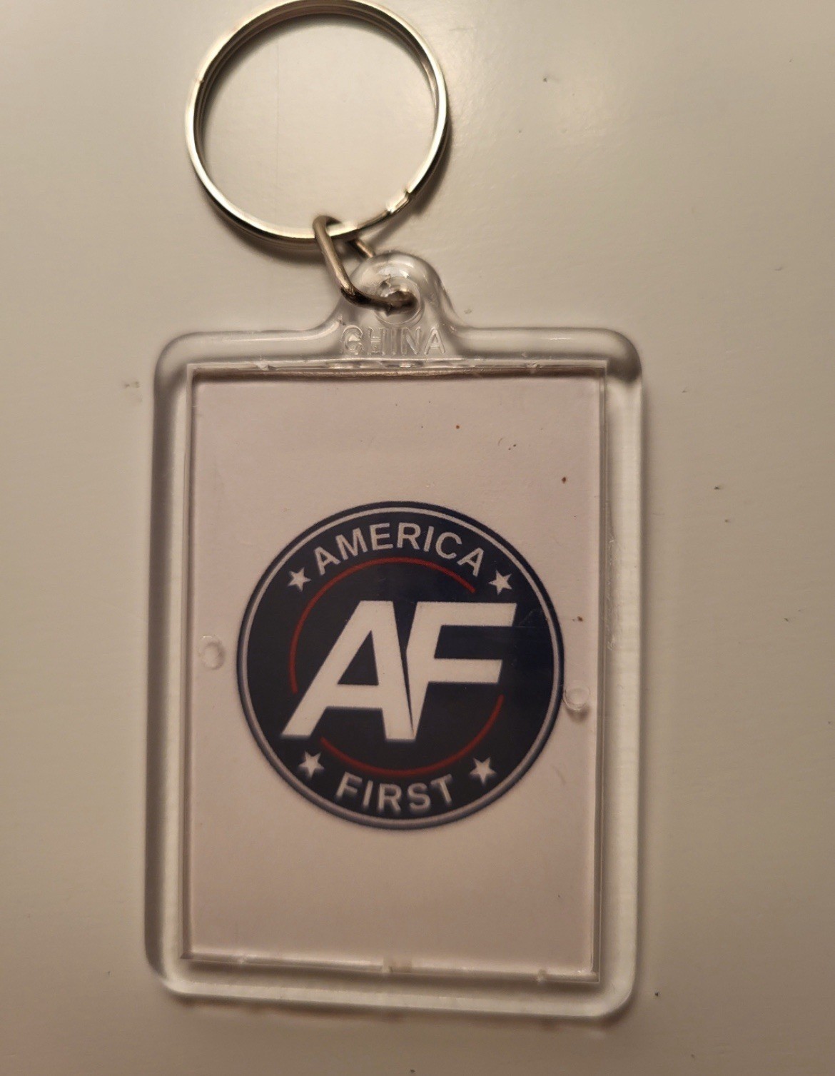 AMERICA FIRST NICK FUENTES KEYCHAIN AMERICAN WANGHAF CONSERVATIVE 1.75”x2.25🇺🇸