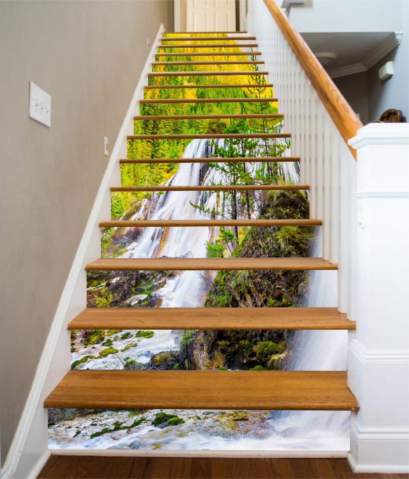 3D Nature Waterfall AZ1439 Stair Risers Decoration Mural Vinyl Wallpaper Kay