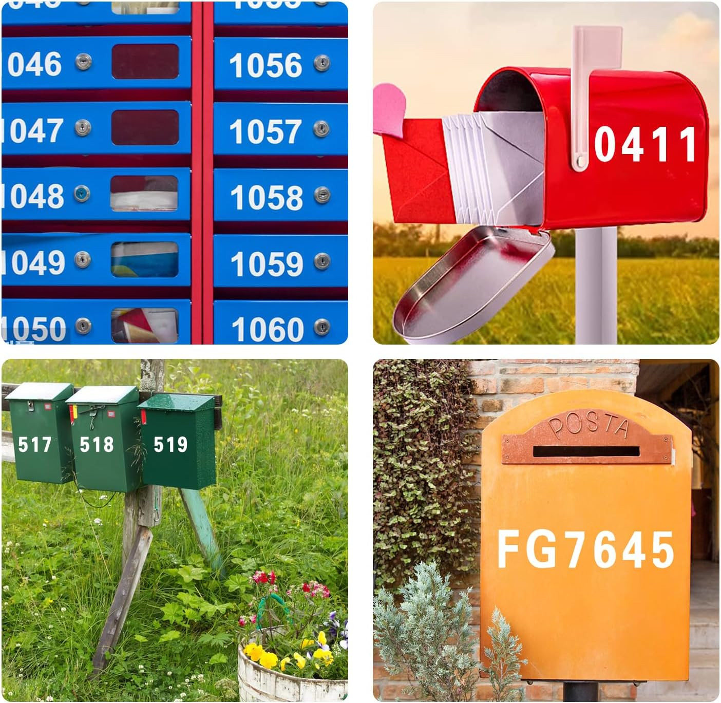 120 PCS Reflective Mailbox Number and Letters Stickers, 2 inches Self Adhesive C