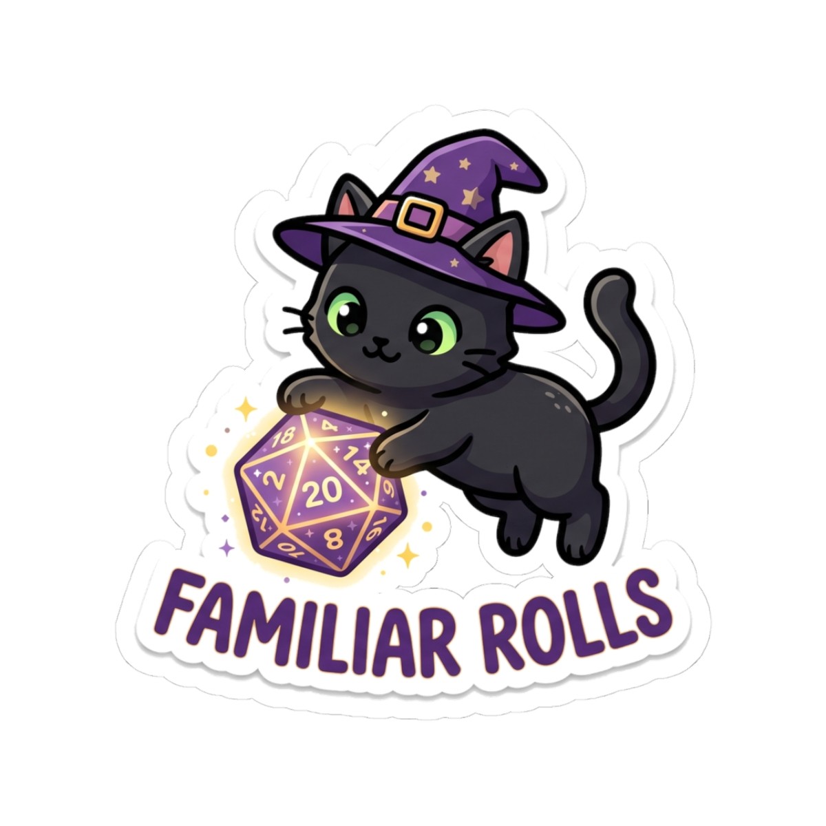 Familiar Rolls Halloween Tabletop RPG D20 Dice Gamer Sticker