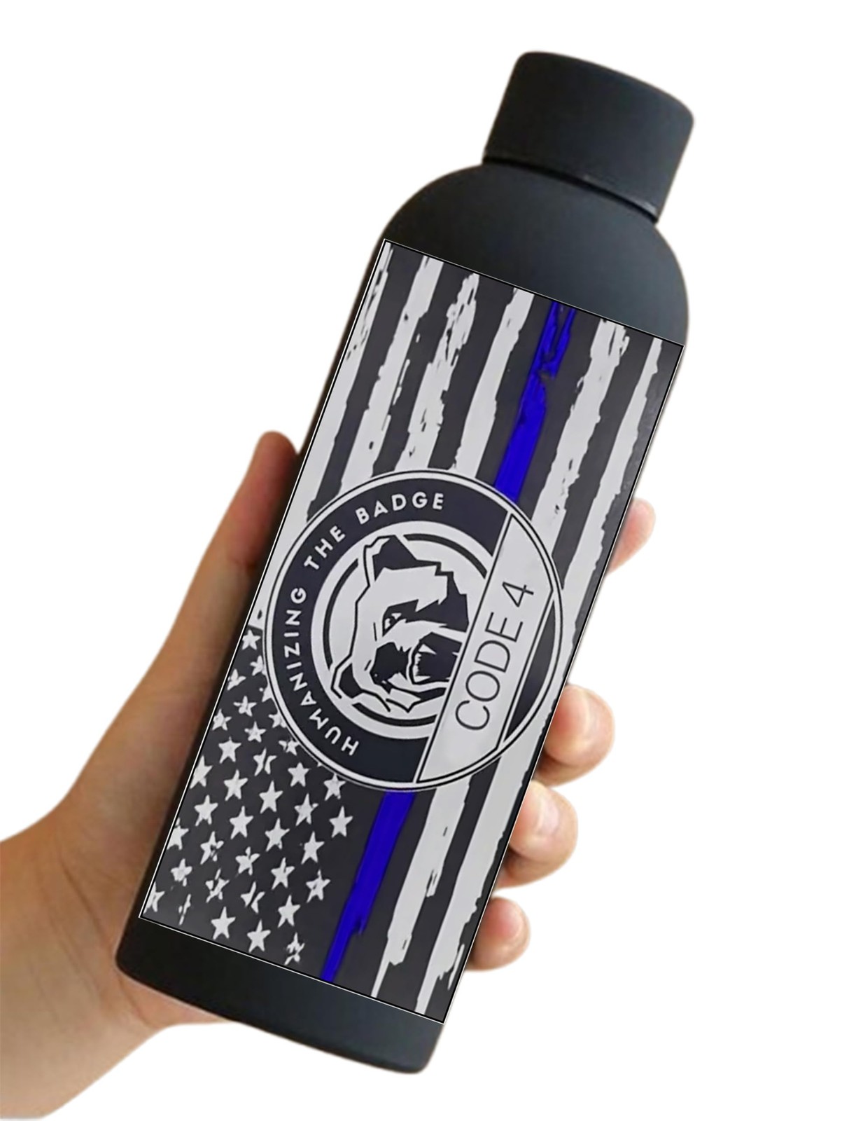 Thin Blue Line Flag Sticker, 5-Pack: 2 Large (6" x 3.5") & 3 Small (3" x 1.8"…