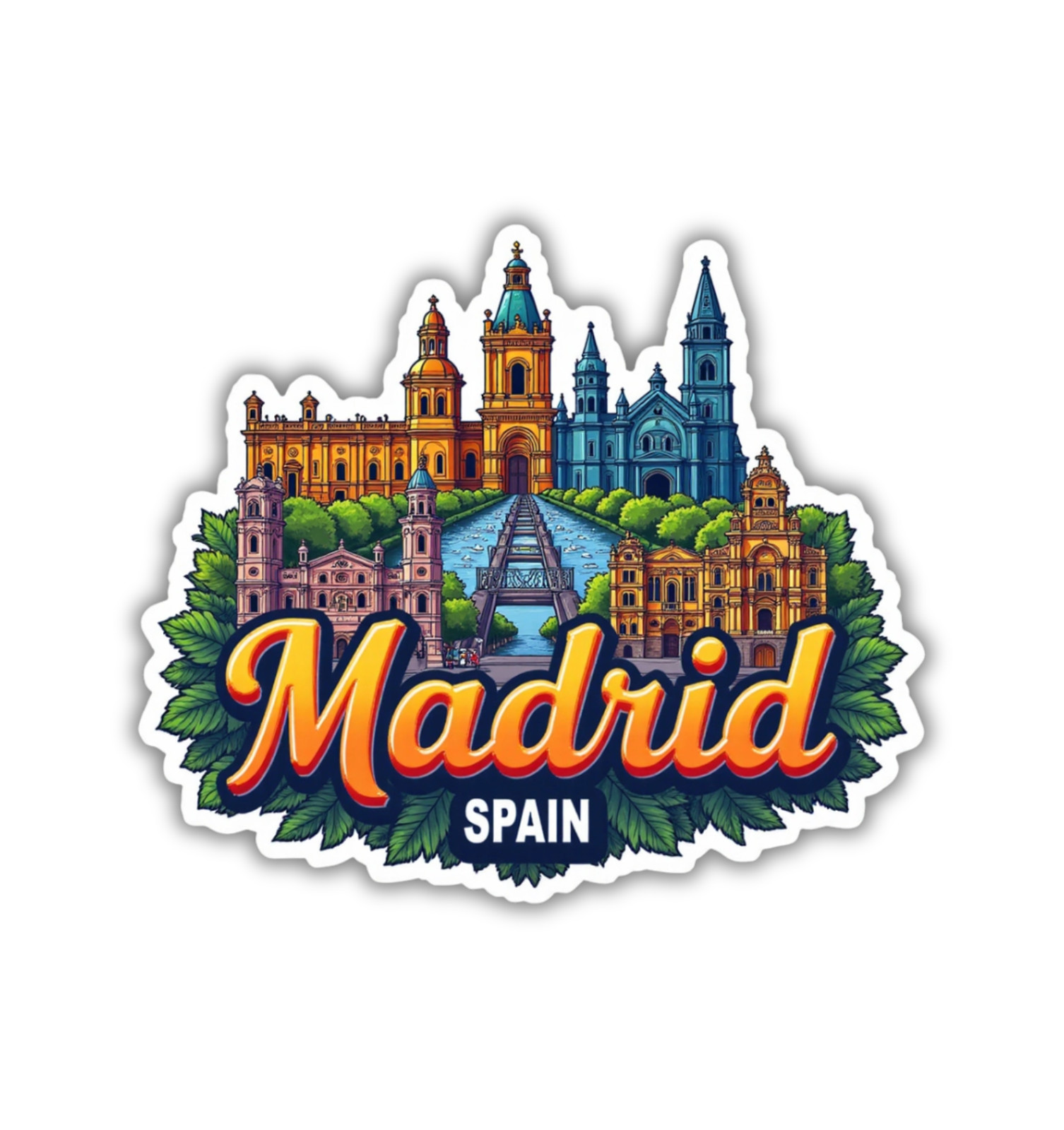Madrid Spain Fridge Magnet or Laptop Sticker