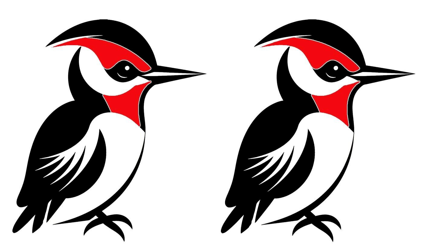 Two Cute Black & Red Woodpeckers 5" Vinyl Decal Car Windows Laptop Notebook