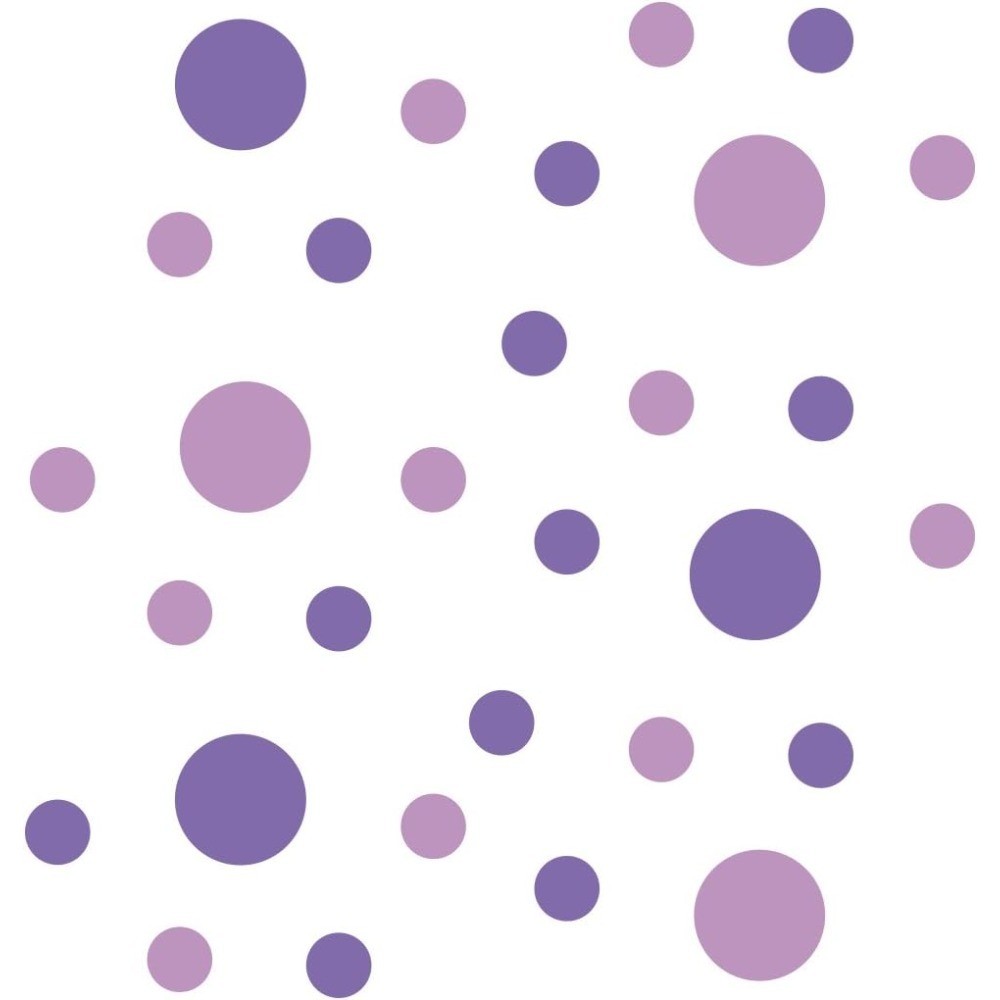 Lavender Lilac Removable Vinyl Wall Stickers 30 Decals 2 inch 4 inch Circles