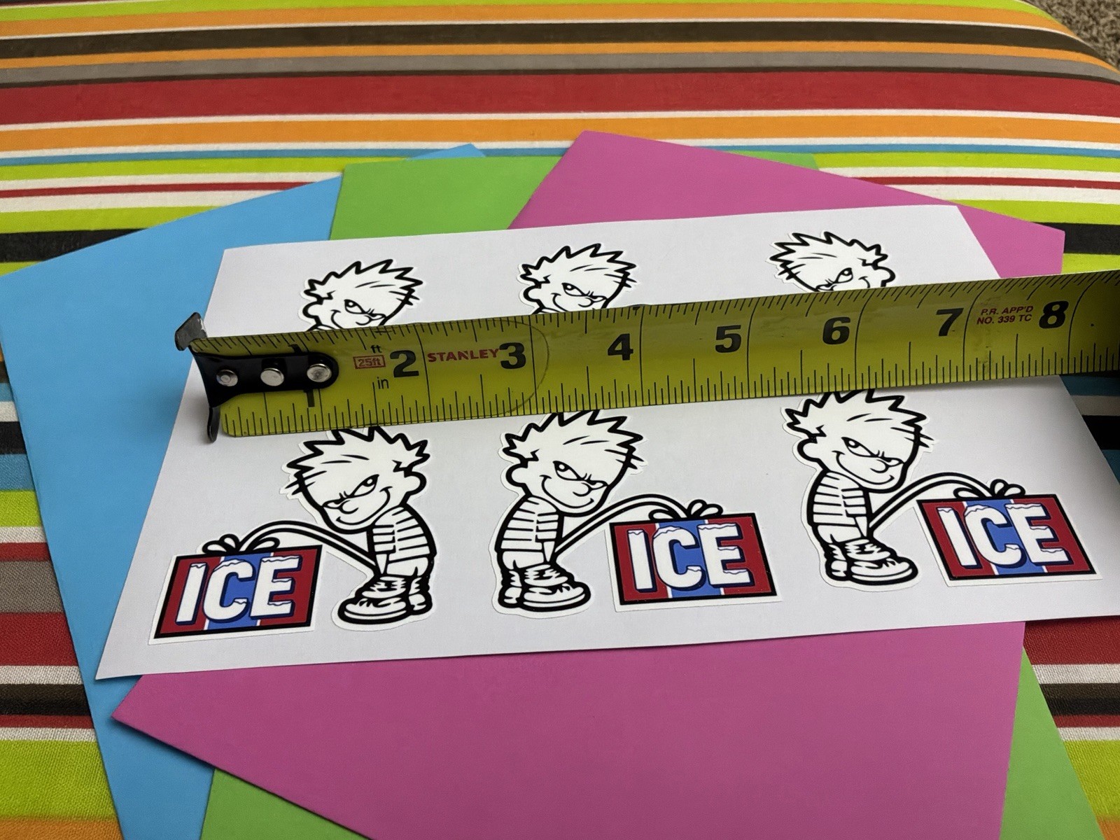 Decals Calvin Peeing On ICE, Pissing On Epstein, Maxwell, Clinton Pre-Cut Vinyl