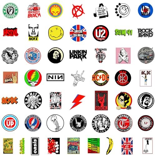 100 PCS Music Themed Graffiti Stickers, Multicolor Vinyl Waterproof Aesthetic