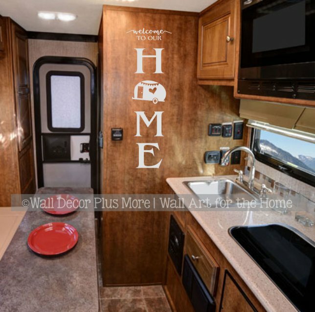 WELCOME TO OUR HOME MAKE A VERTICAL CAMP SIGN RV CAMPER DECAL STICKER VINYL