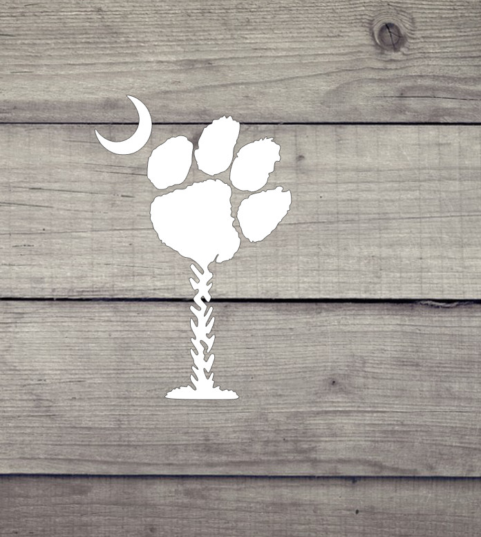 Tiger Paw & Moon SC Palmetto Tree- Yeti, Cellphones, Auto, Laptop CLEMSON