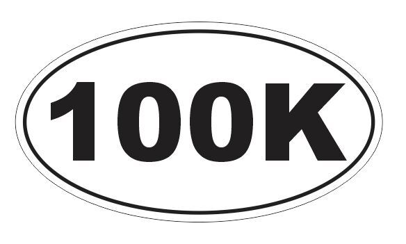 100K Marathon Oval Bumper Sticker or Helmet Sticker D7404 Laptop Cell Phone Euro