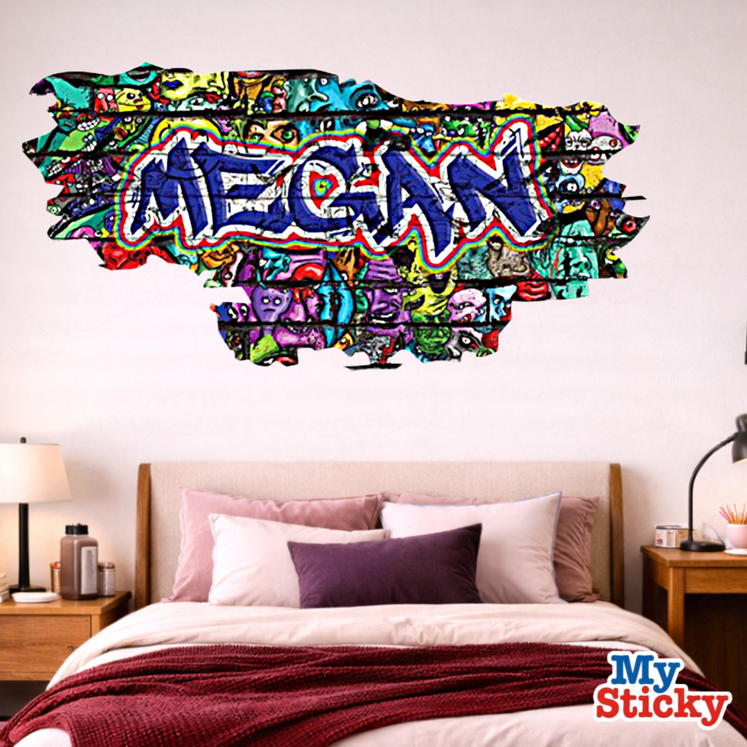 Personalized Graffiti Name Wall Decal Custom Bedroom Wall Sticker Mural Decor