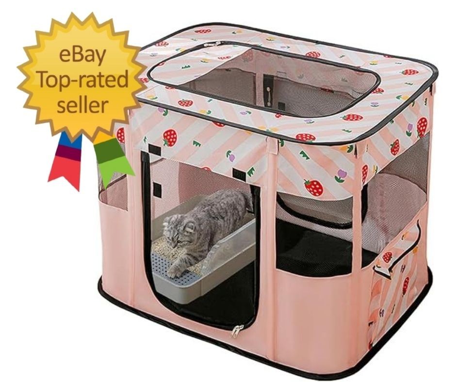 Portable Pet Cat Playpen,Cat Cages Indoor Collapsible Dog Crates Tent Kennel Pla