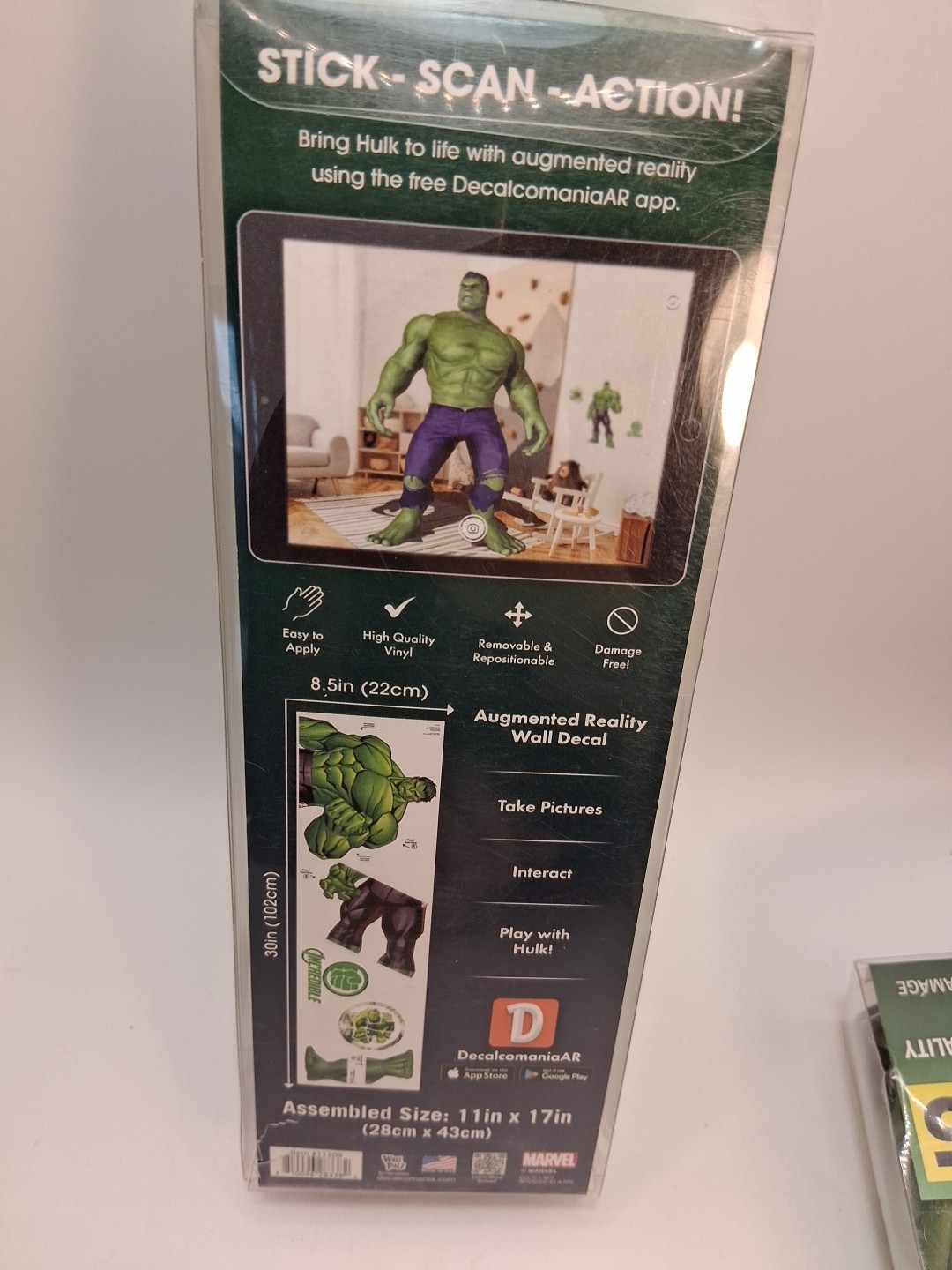 Marvel Hulk Wall Decal Augmented Reality Action Reusable Peel Stick NEW Lot Of 3