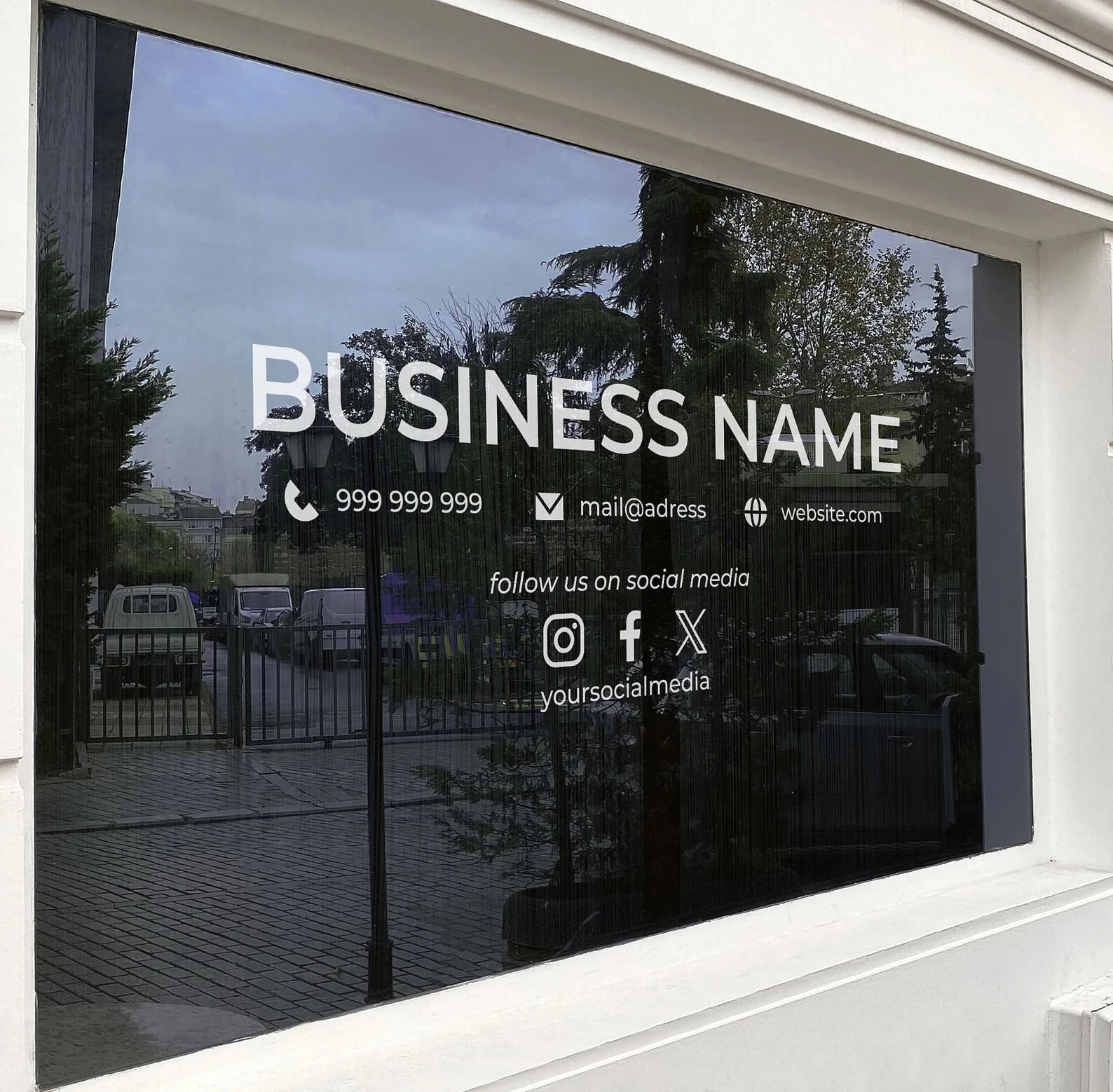 VΛ Custom Business Hours Vinyl Window Decal Logo Sticker Storefront Peel & Stick