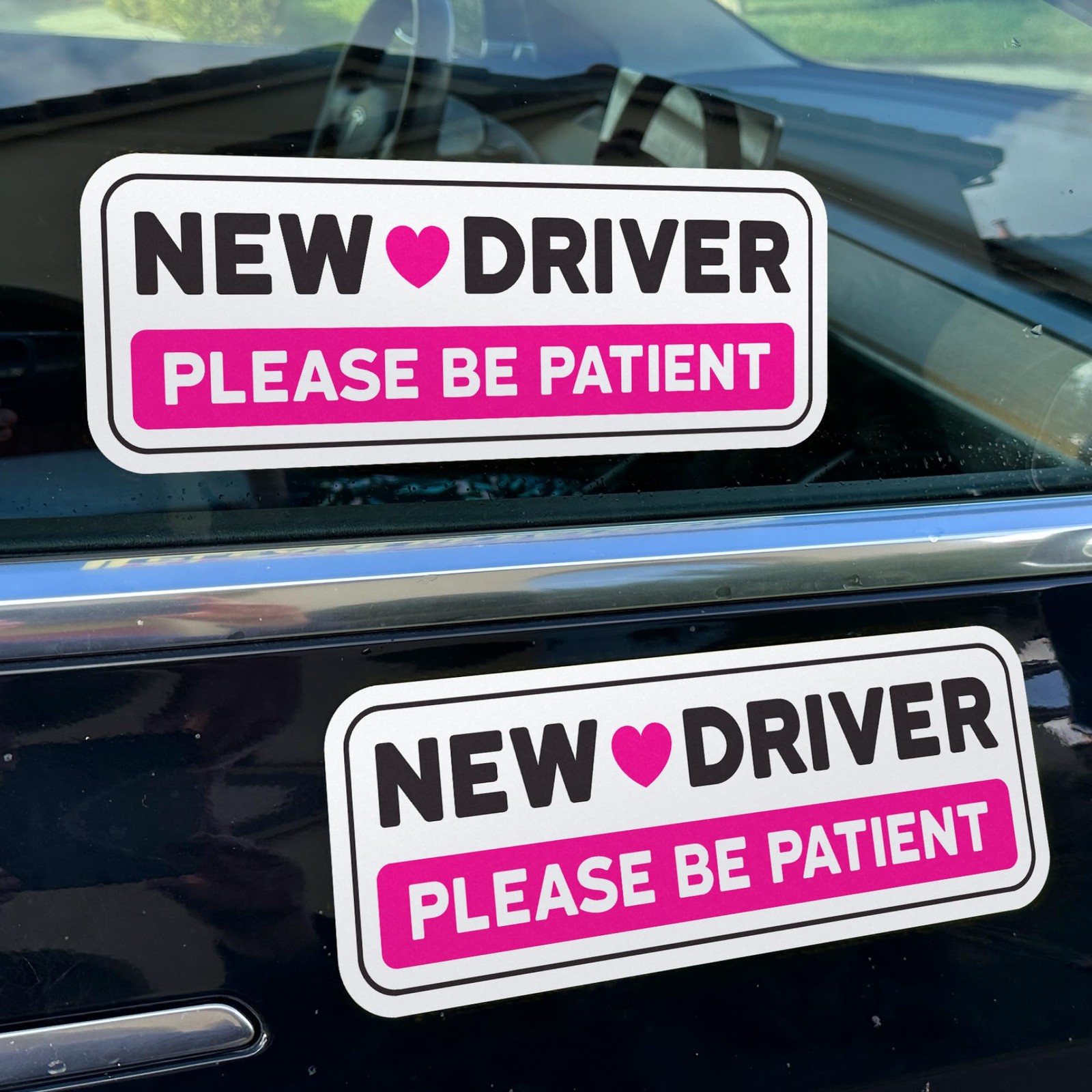 New Driver Stickers Pink Non-Magnetic for Cars & Windows Reusable
