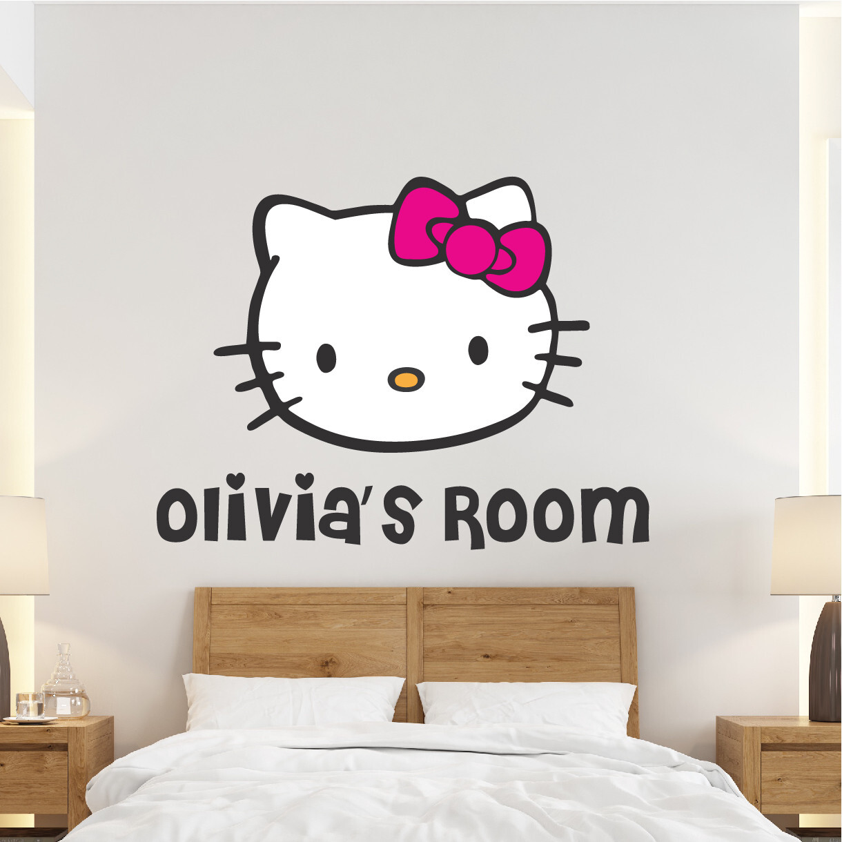 Hello Kitty Wall Decal Hello Kitty Room Sticker with Custom Name Personalize j01