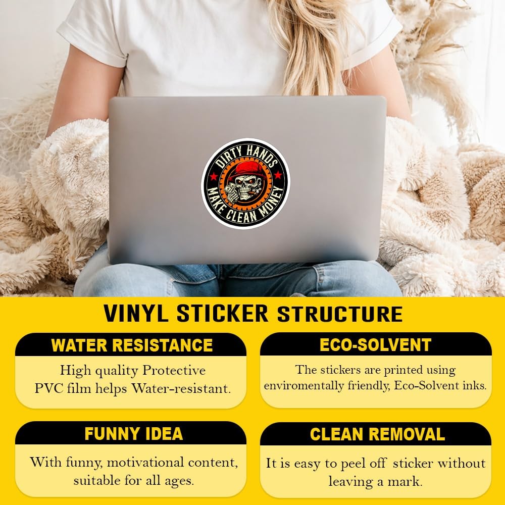 Generic Mechanic Sticker 3 Pcs 3 Inches Dirty Hands Money