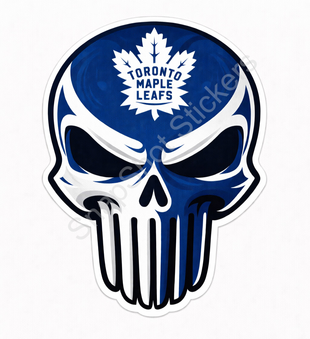 Toronto Hockey Skull Sticker Decal Blue White Punisher Style Vinyl Waterproof