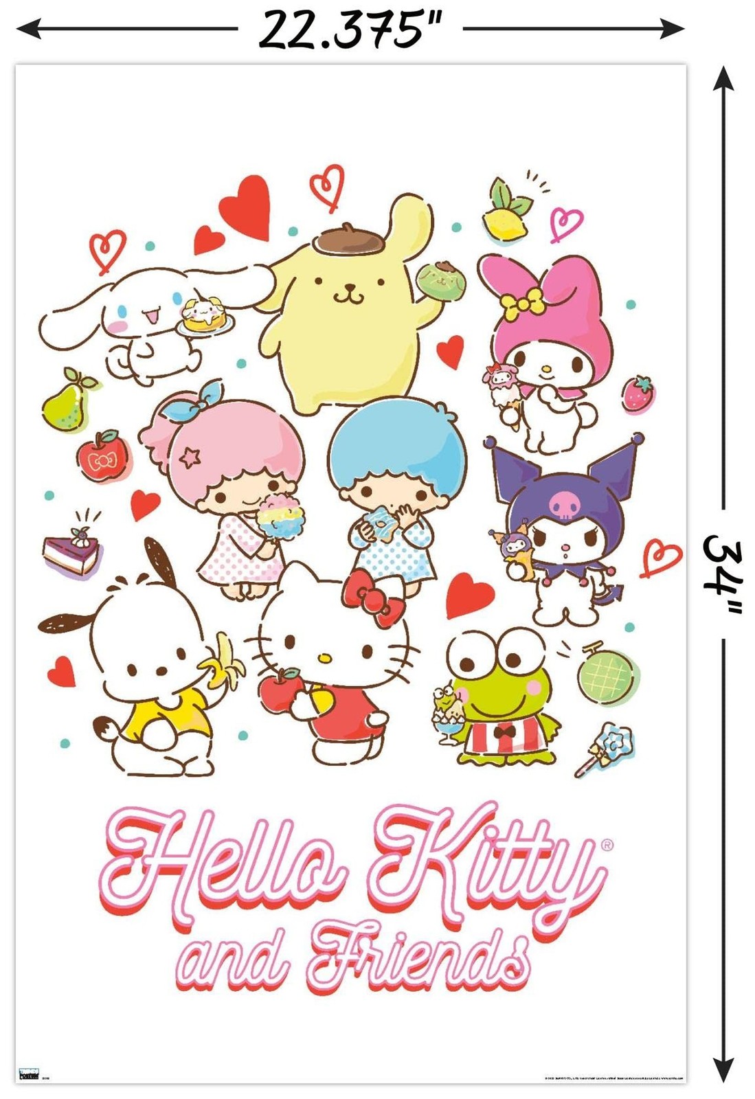 Hello Kitty and Friends: 23 Favorite Flavors – Kawaii Wall Poster, 34L" x 22….