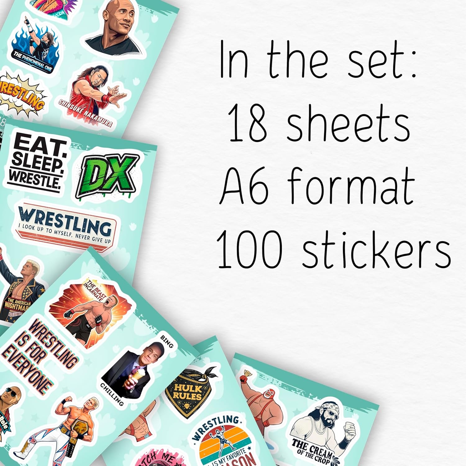 100Pcs Wrestling Stickers Pack – Fighter Vinyl Decals, Water Bottle, Laptop ?