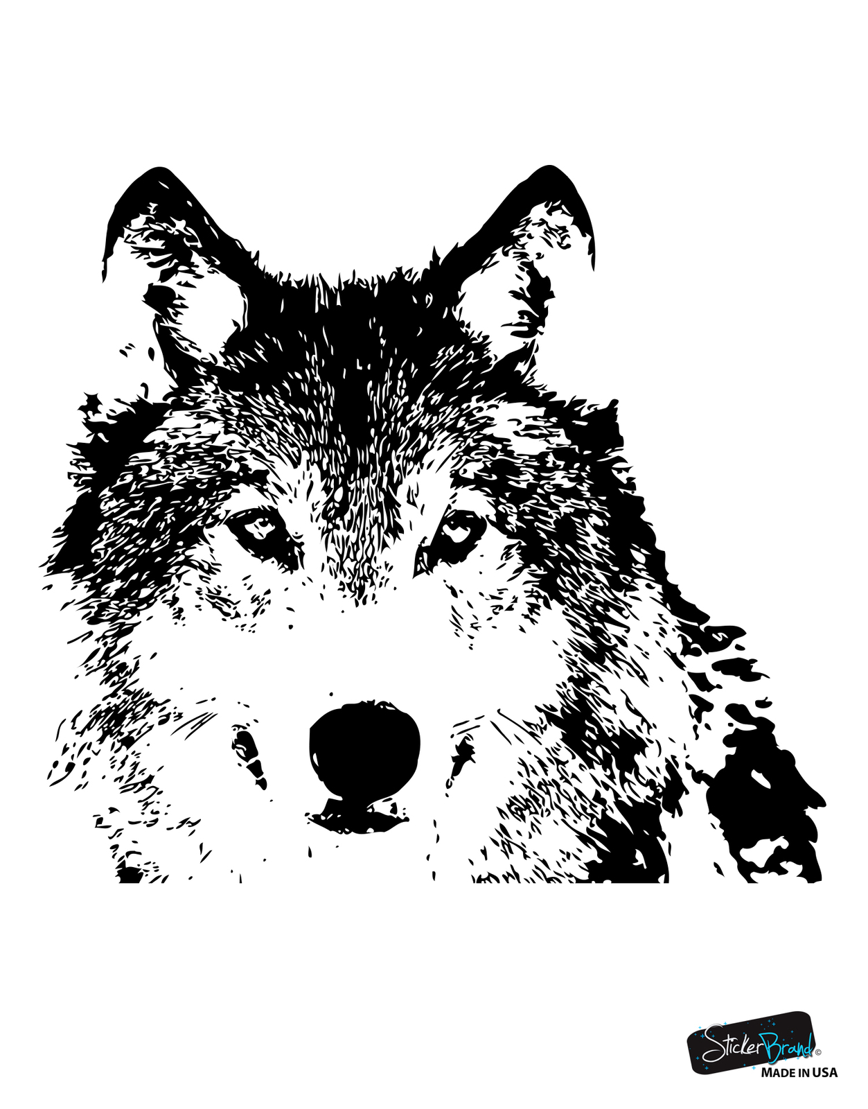 Wolf Face Wall Decal. Outdoors theme decor. #521