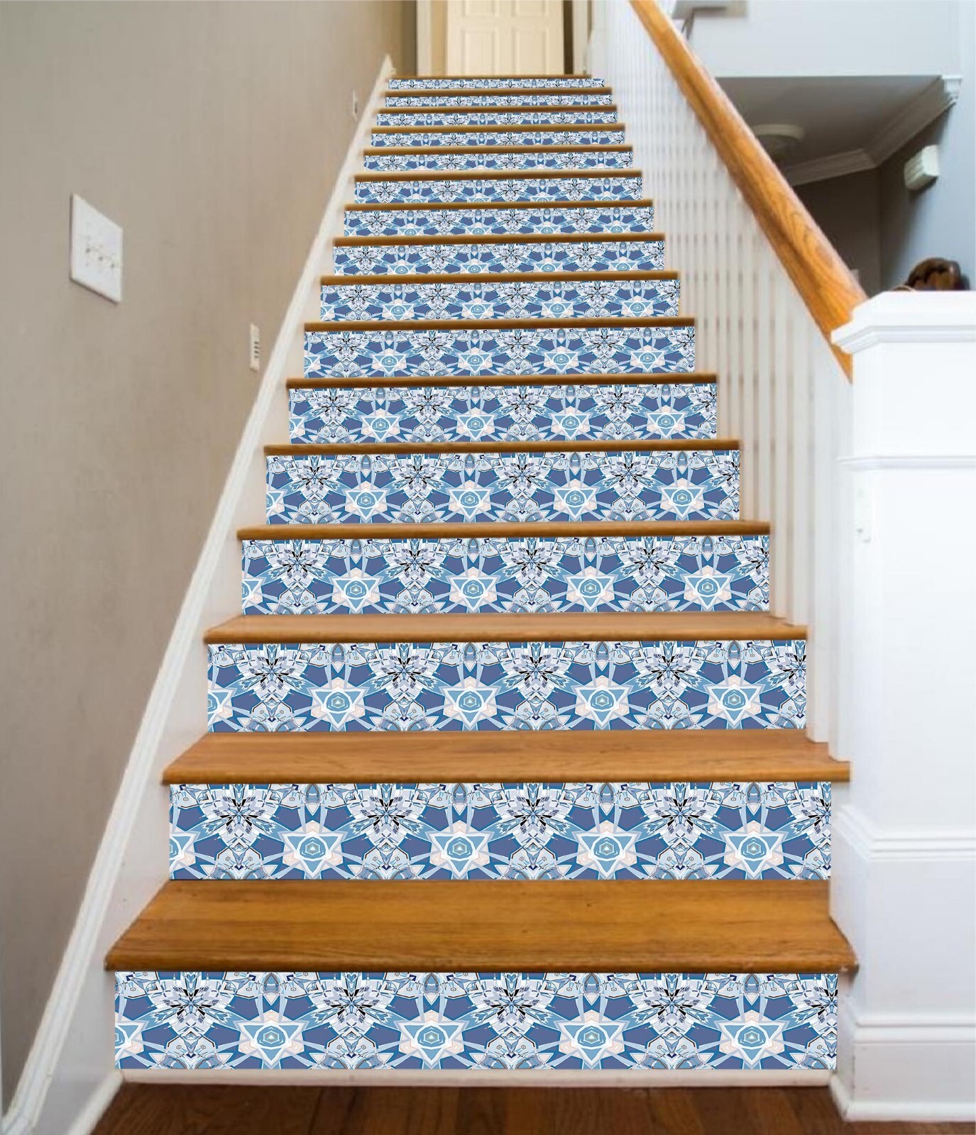 3D Blue Pattern AZ647 Stair Risers Decoration Mural Vinyl Wallpaper Kay