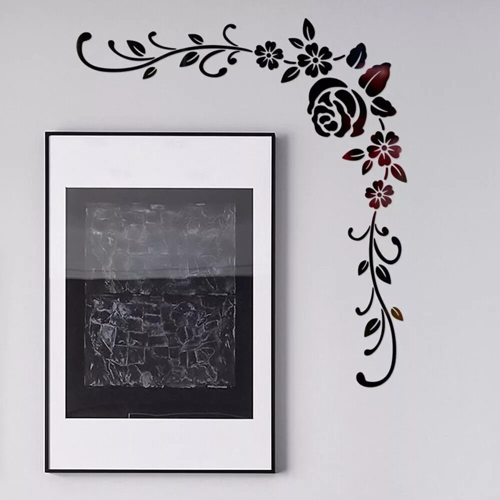 2pcs 3D Mirror Acrylic Flower Wall Stickers Art Mural Decal Home Decor Removable