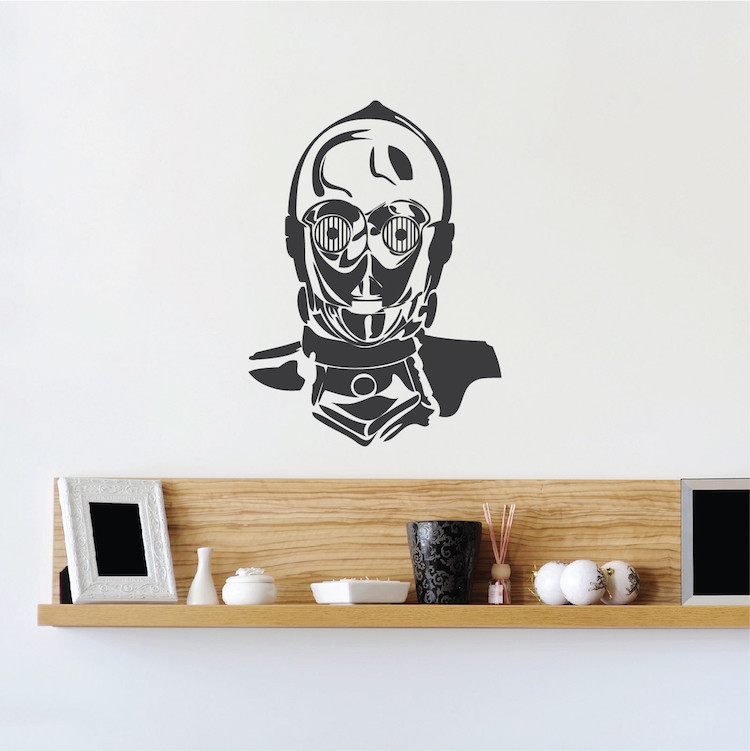 C3PO Droid Wall Decal Star Wars Wallpaper Mural Vinyl The Last Jedi Design, g86