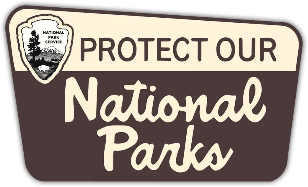 Protect Our National Parks Vintage Hiking Camping Vinyl Decal Sticker 1.9"x3.2"