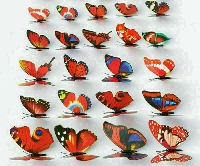 Multicolor Artificial Butterflies + Magnet Home Decorations 12 24 36 Accessories