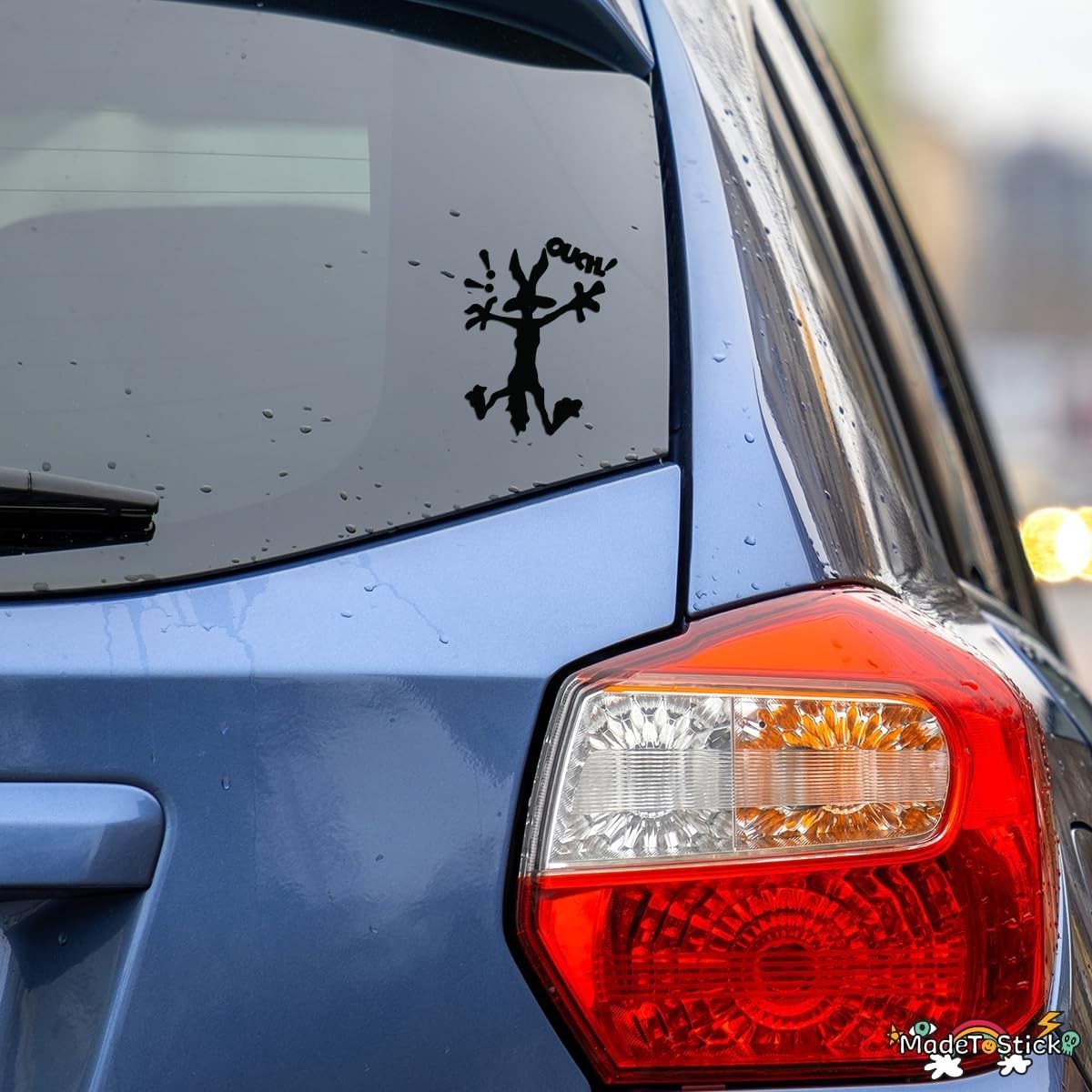 Funny Cartoon Coyote Splat Dent Fix Crash Illusion 2-Pack Decal 5.4"x5" 6.6"x5"