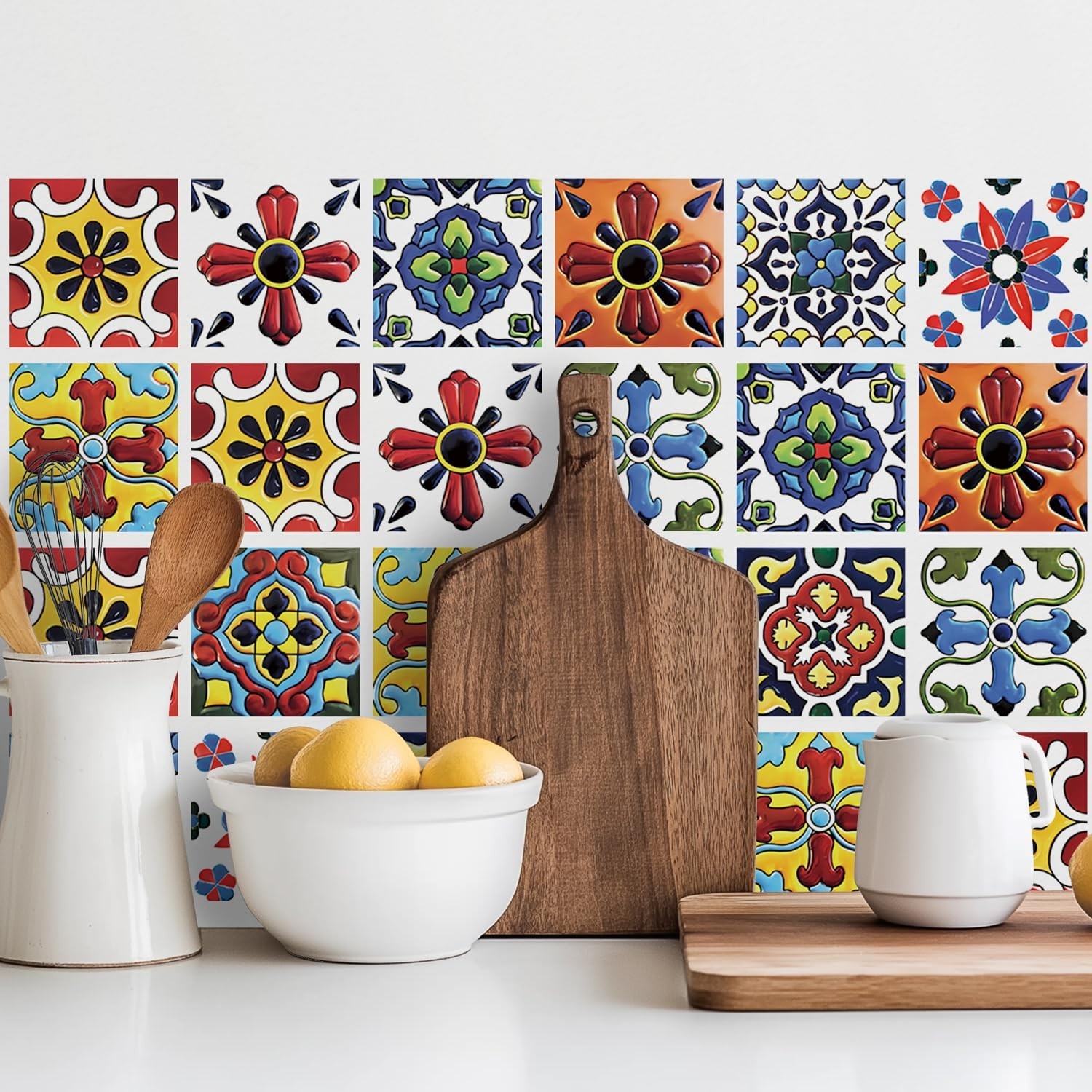 Boho Talavera Peel and Stick Tile Stickers – Easy DIY Backsplash for Kitchen …
