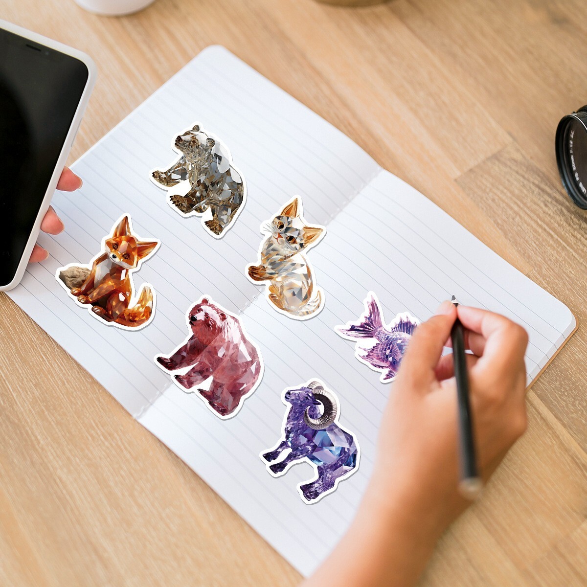 50pcs Waterproof Vinyl Stickers Cartoon 3D Crystal Animals Luggage Phone Laptop
