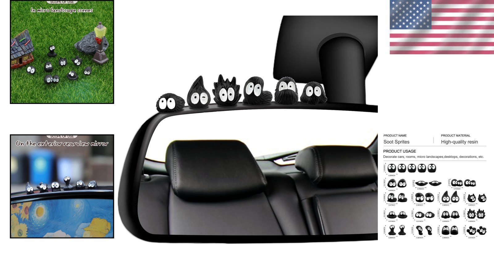 Tiny Soot Sprite Car Decorations – 35 Pcs for Joyful Journeys Everywhere