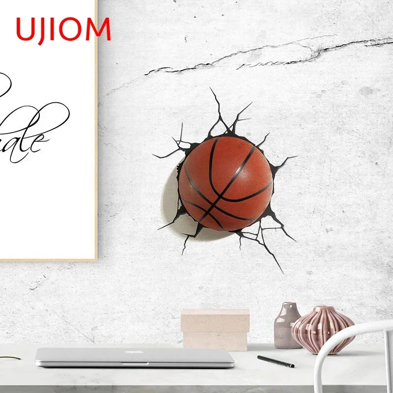 UJIOM 13cm Basketball Crack Creative Wall Sticker Scratch Proof Anime Decal