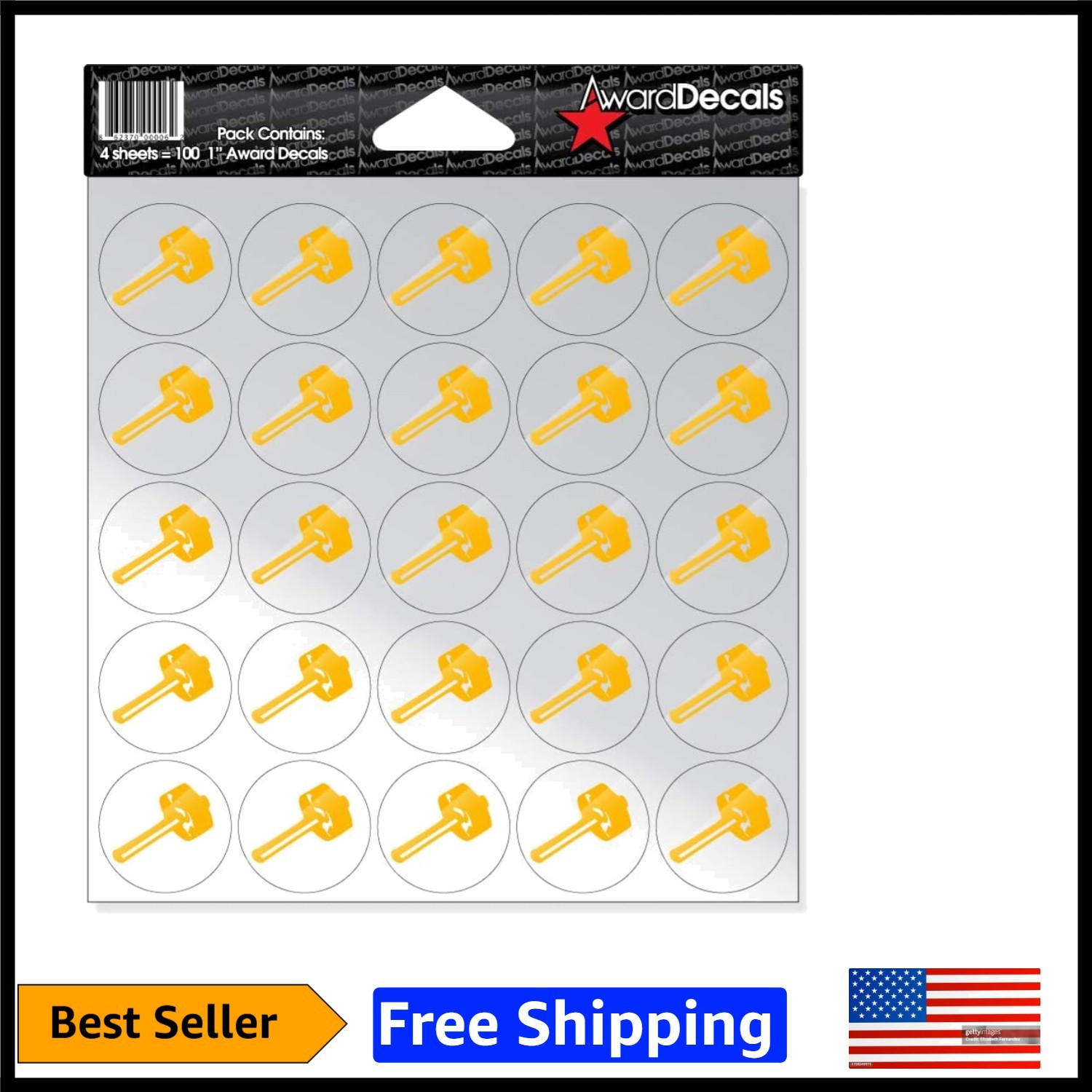 100 Polished Yellow Gold Sledgehammer 20mil Helmet Stickers – Award Decals