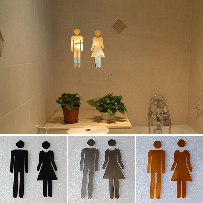 Boys/Girls Toilet Sign Wall Self-adhesive Sticker Acrylic 20 * 6.5cm 1 Pair