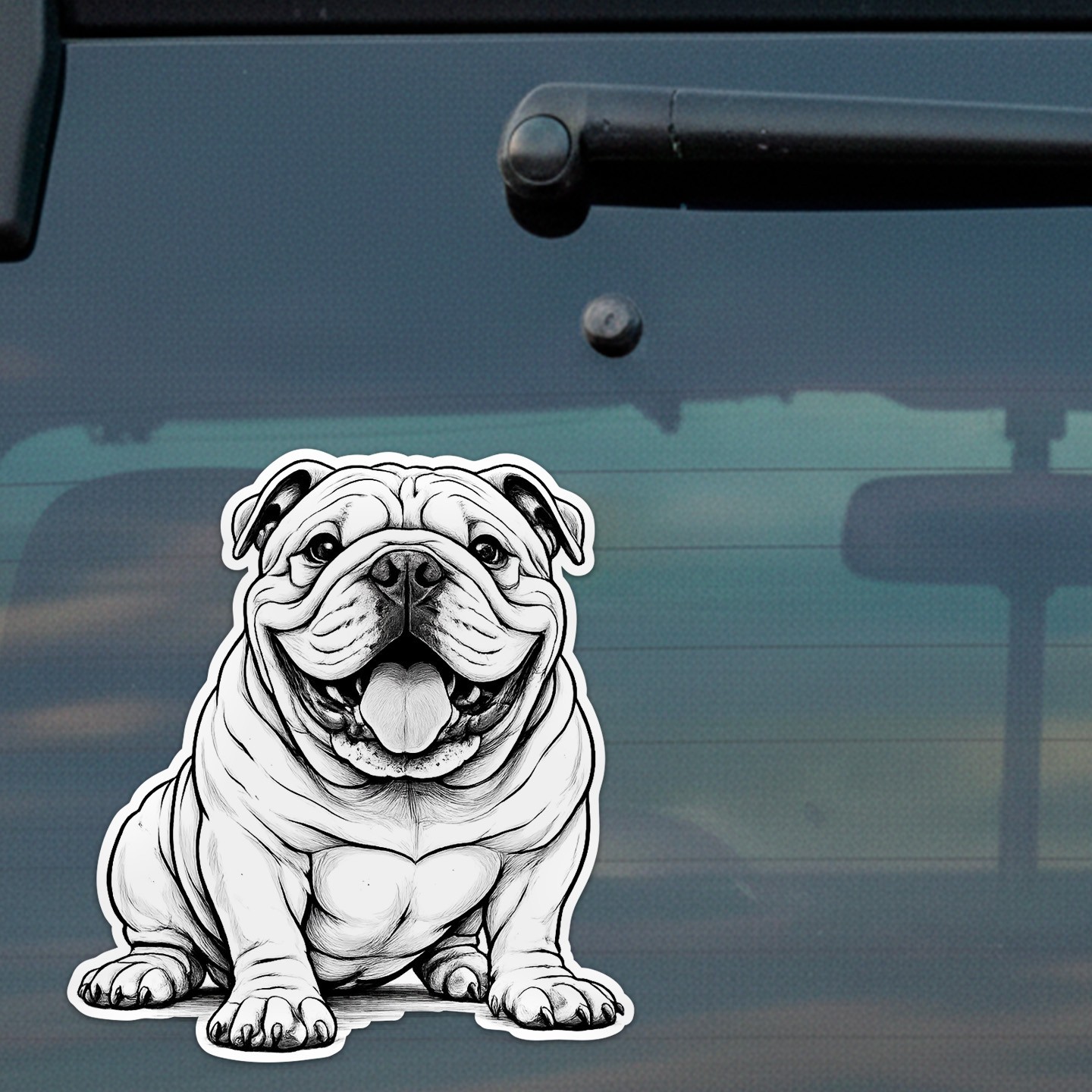 English Bulldog Vinyl Sticker Decal – 3×3 Cute Dog Window Laptop Waterproof Art