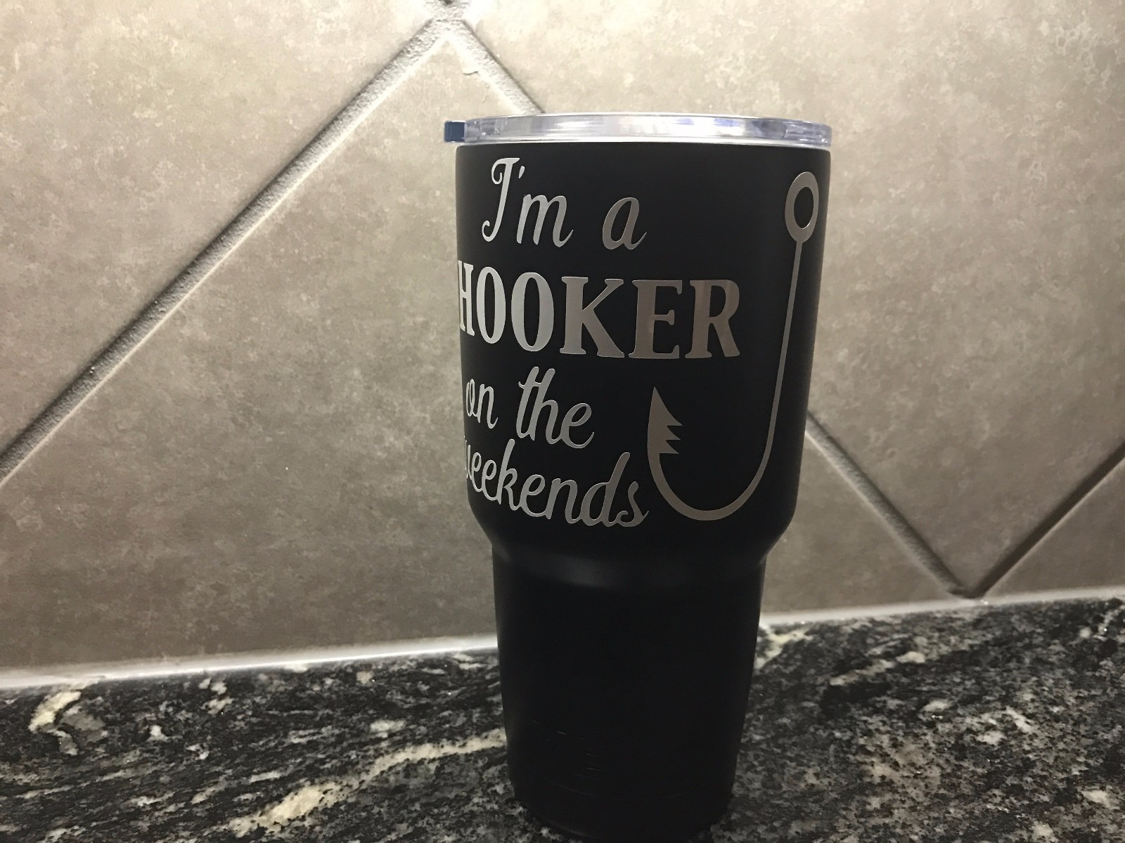 I'm a HOOKER on the weekends vinyl decal fishing salt life beach sized Cup Car