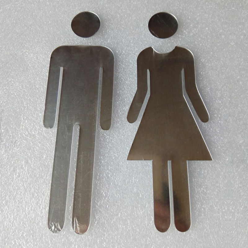 Boys/Girls Toilet Sign Wall Self-adhesive Sticker Acrylic 20 * 6.5cm 1 Pair