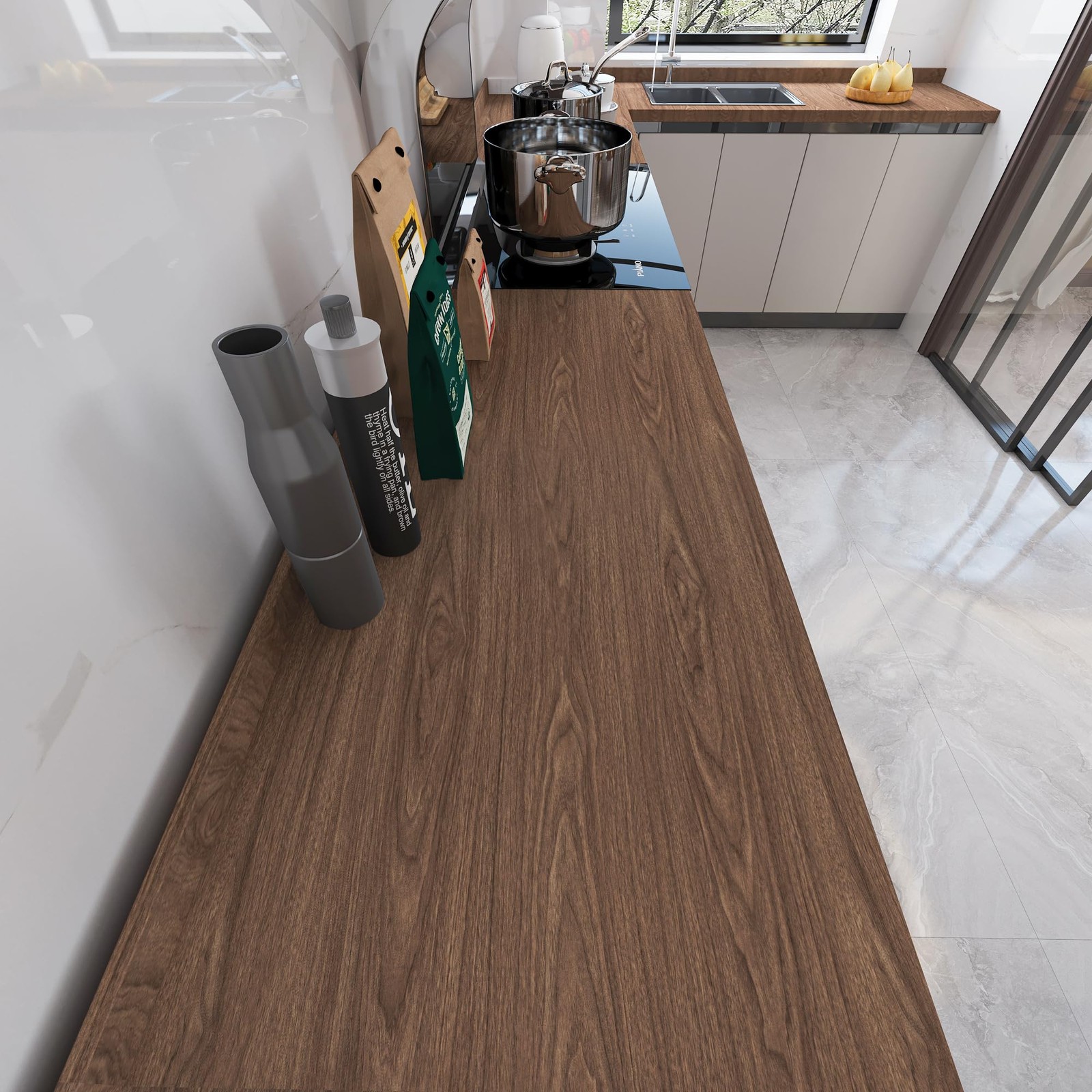 Walnut Wood Grain Contact Paper Wood Wallpaer for Cabinets 16×78" Peel & Stick