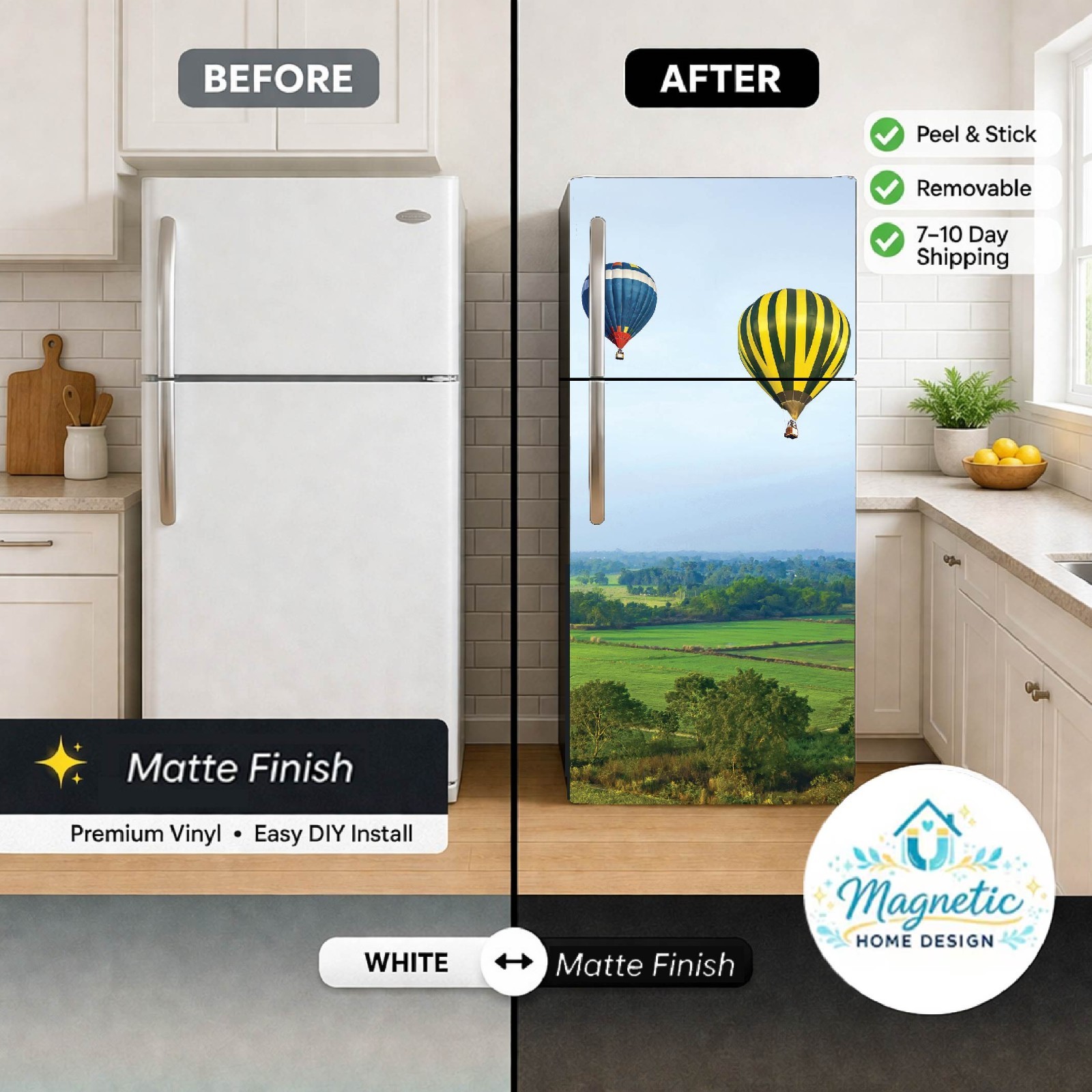 Nature Contact Paper Fridge Wrap, Waterproof Vinyl Cover