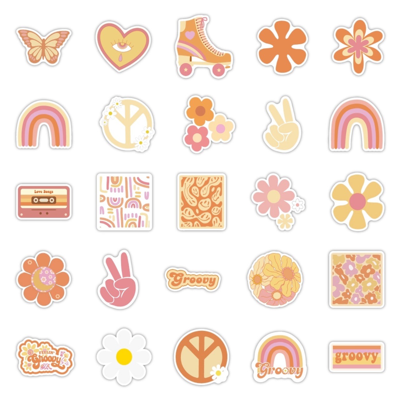20 Random Retro Hippie Life Stickers Peace Love Decal Laptop Hydro Free Shipping