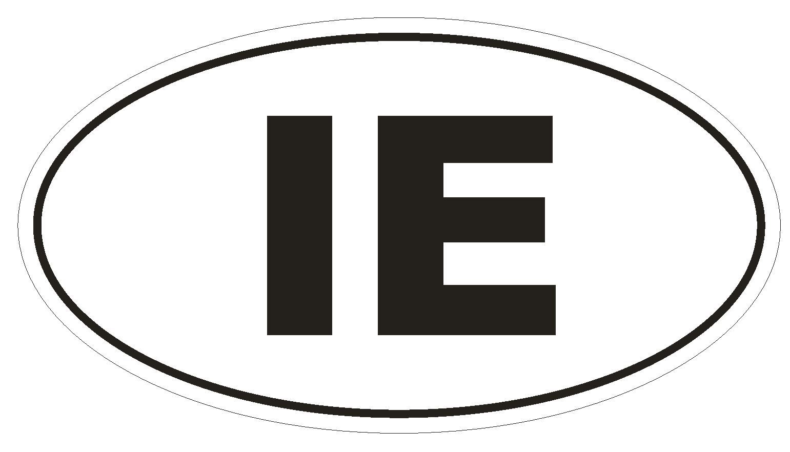 IE Ireland Oval Bumper Sticker or Helmet Sticker D2074 Euro Oval Country Code