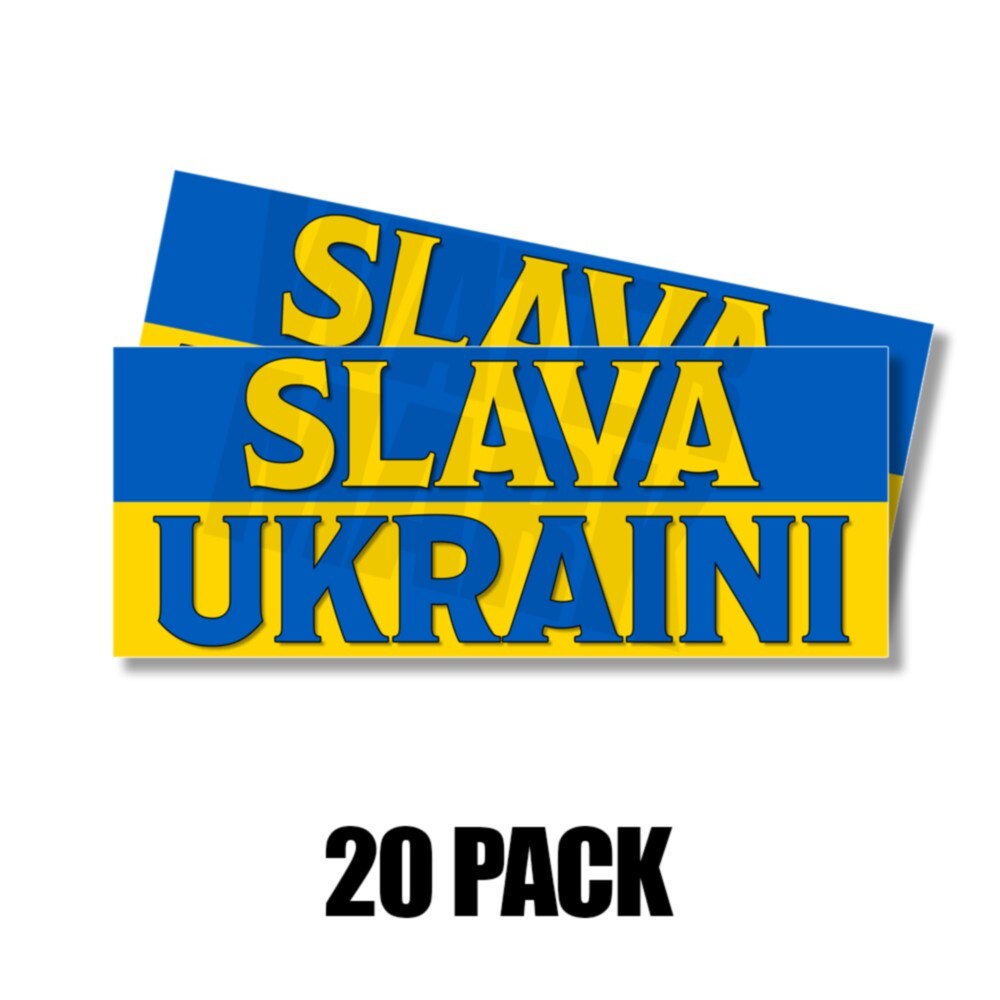 Slava Ukraini BLUE Yellow Support Flag Ukraine Sticker Decal 20 PK 7.5×3