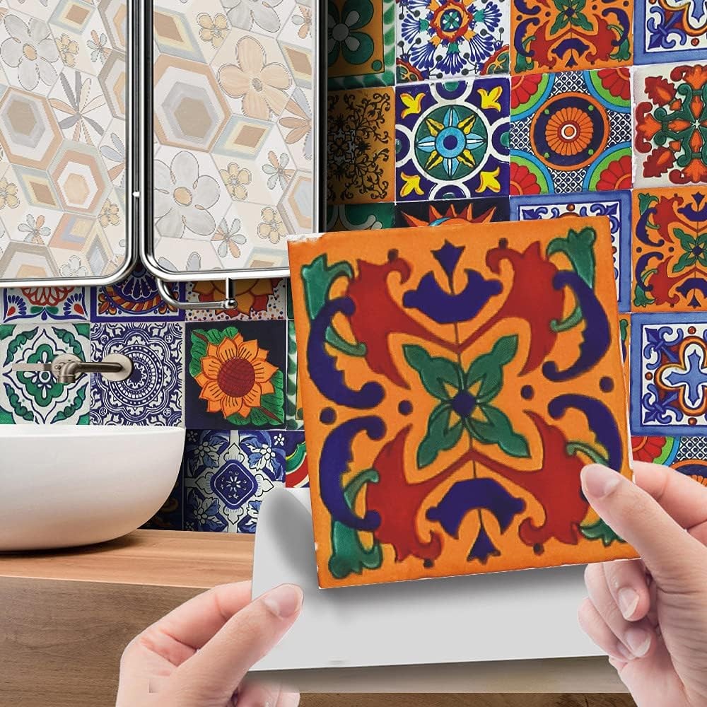 Tile Stickers Wall Decor Bathroom Kitchen Wall Sticker Waterproof PVC